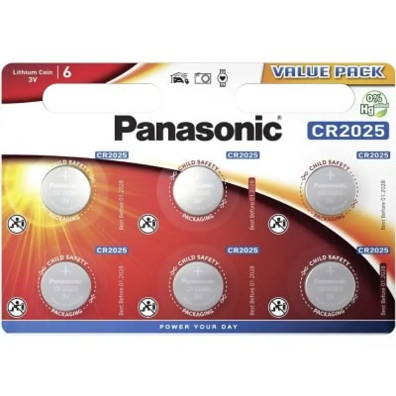 PANASONIC Lithiová baterie (knoflíková) CR-2025EL/ 6BP 3V (Blistr 6ks)…
