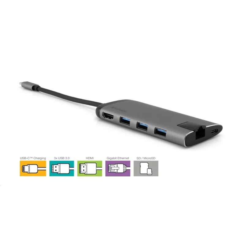 VERBATIM 49142 Multiportový HUB USB-C, 3x USB 3.0, 1x USB-C, HDMI, …