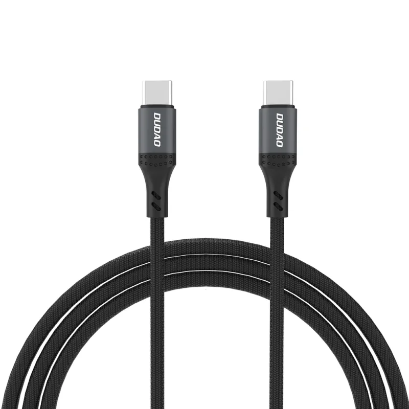Dudao L3CC USB-C – USB-C 60 W 1,2 m opletený kábel – čierny