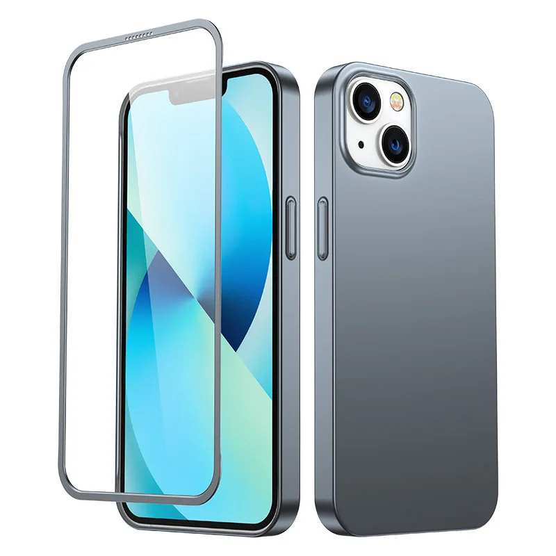 Predný a zadný kryt Joyroom 360 Full Case pre iPhone 13 + ochranné sklo z tvrdeného skla sivej farby (Tranish JR-BP927)