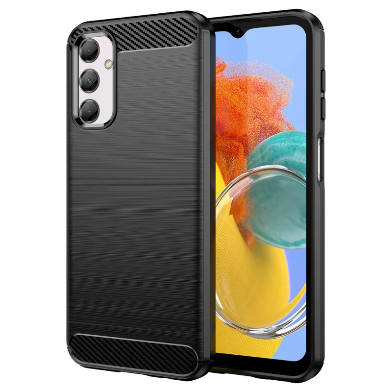 Pružné puzdro s karbónovým vzorom pre Samsung Galaxy M14 Carbon Case - čierne
