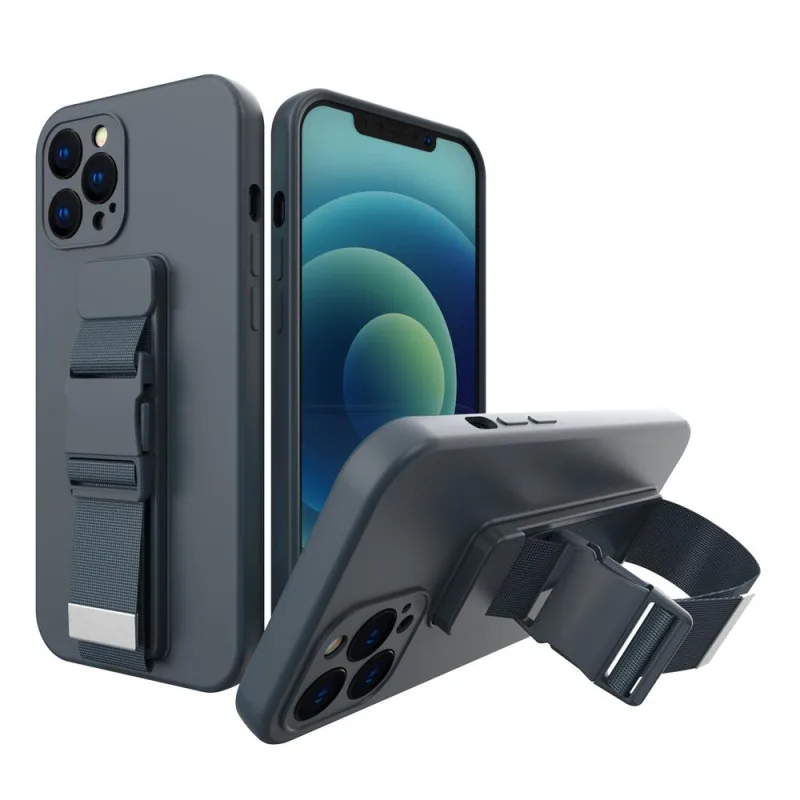 Púzdro na lano gélové puzdro s retiazkou na šnúrku na šnúrku na krk Xiaomi Poco X3 NFC námornícka modrá