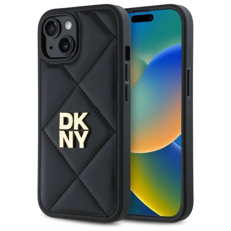 Puzdro DKNY Quilted Stack Logo iPhone 14 – čierne