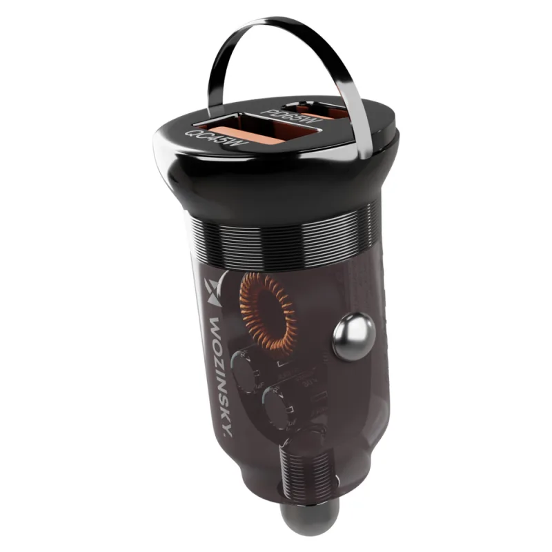 Wozinsky 65W nabíjačka do auta USB-C PD 65W / USB-A 45W QC 3.0 – čierna