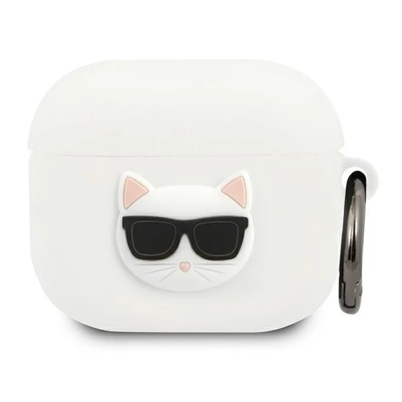 Karl Lagerfeld silikónové puzdro Choupette pre AirPods 3 - biele
