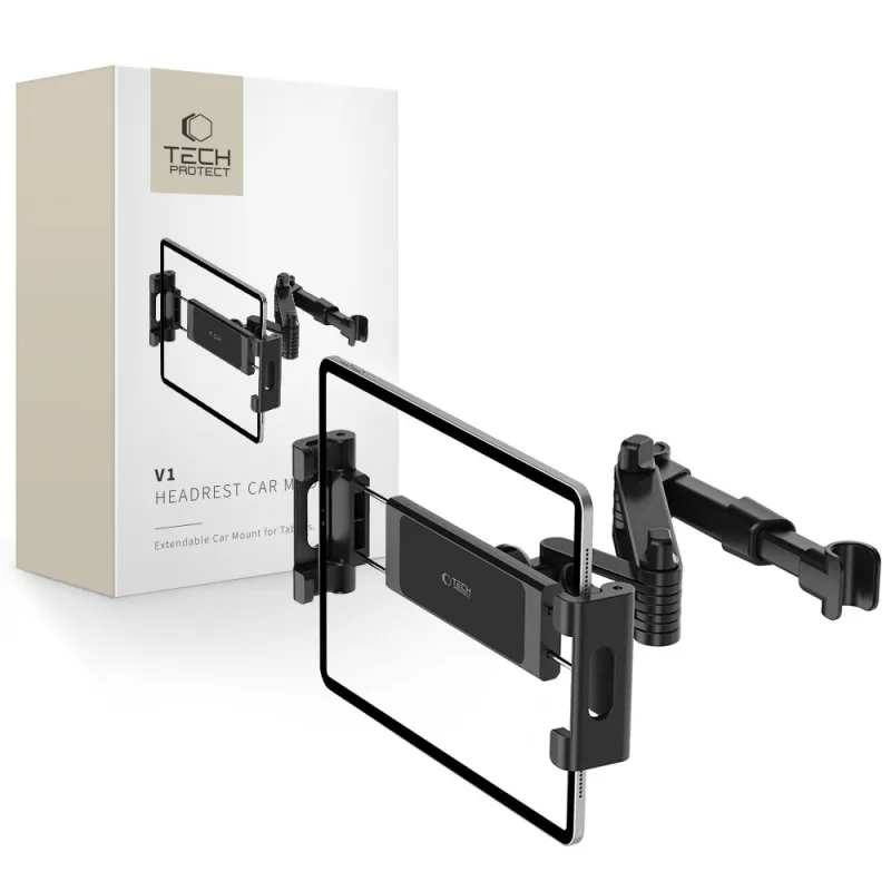 Teleskopický držiak telefónu na opierku hlavy do auta Tech-Protect V1 – čierny