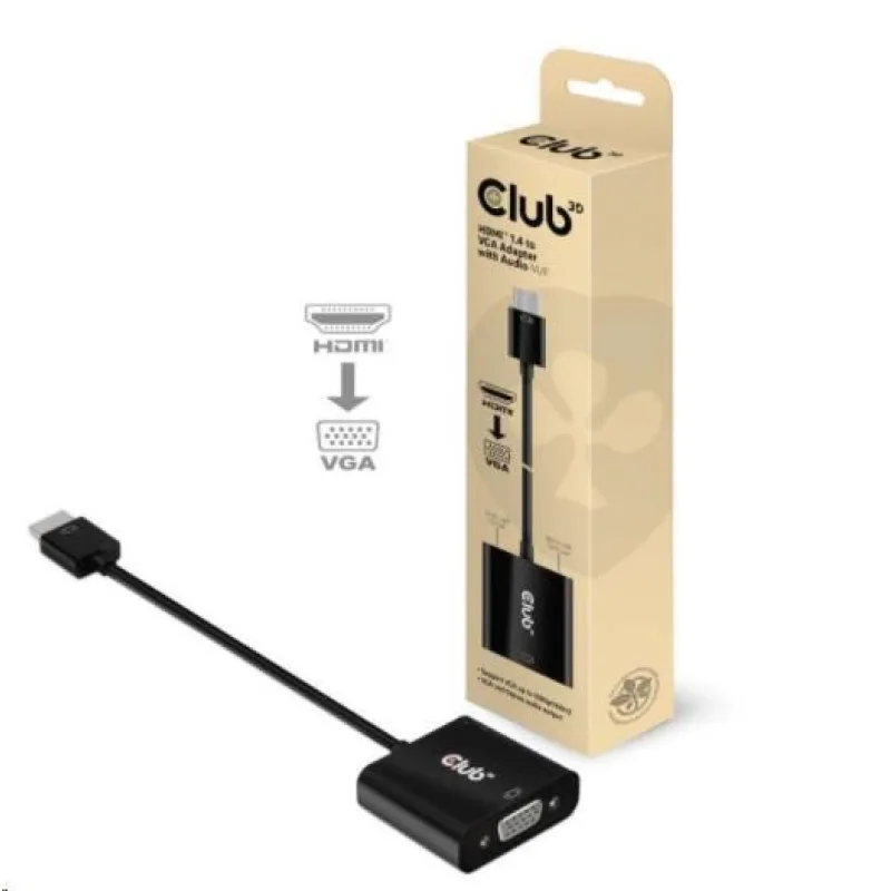 Adaptér HDMI Club3D 1.4 na VGA (M/ F), aktívne so zvukom CAC-1302