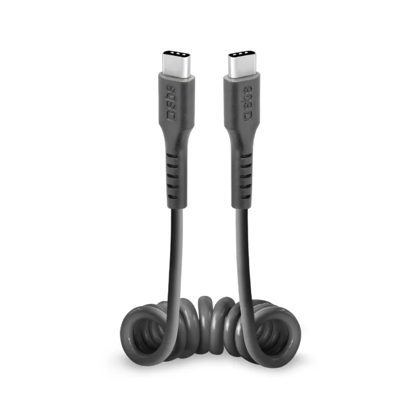 SBS TECABLETYPCCSK Špirálový kábel USB-C - USB-C 0,5 m - čierny