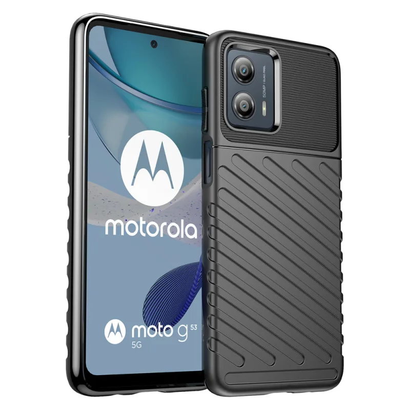 Silikónové pancierové puzdro Thunder Case pre Motorola Moto G53 čierne