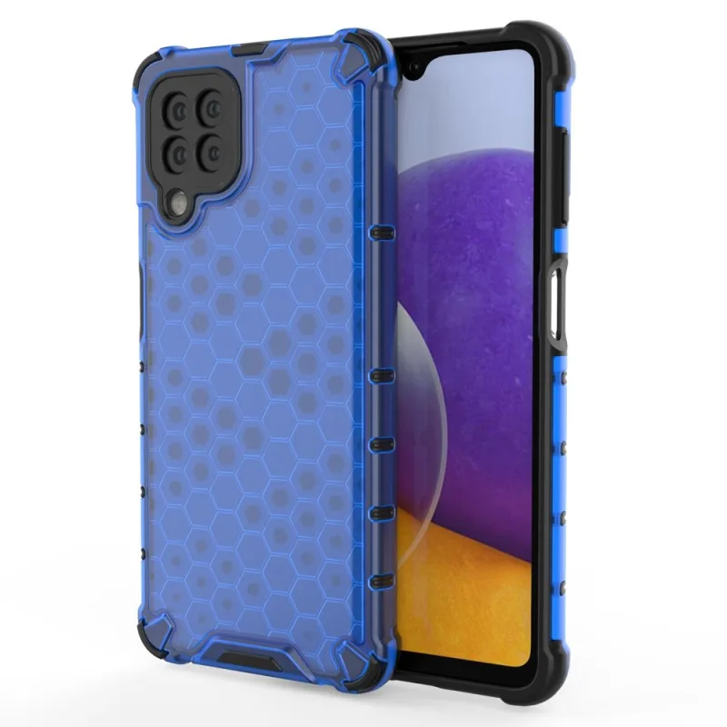 Pancierový kryt Honeycomb Case s TPU Bumper pre Samsung Galaxy A22 4G modrý