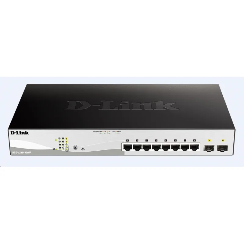 D-Link DGS-1210-10MP 10-portový gigabitový Smart+ PoE switch, 8x GbE PoE…