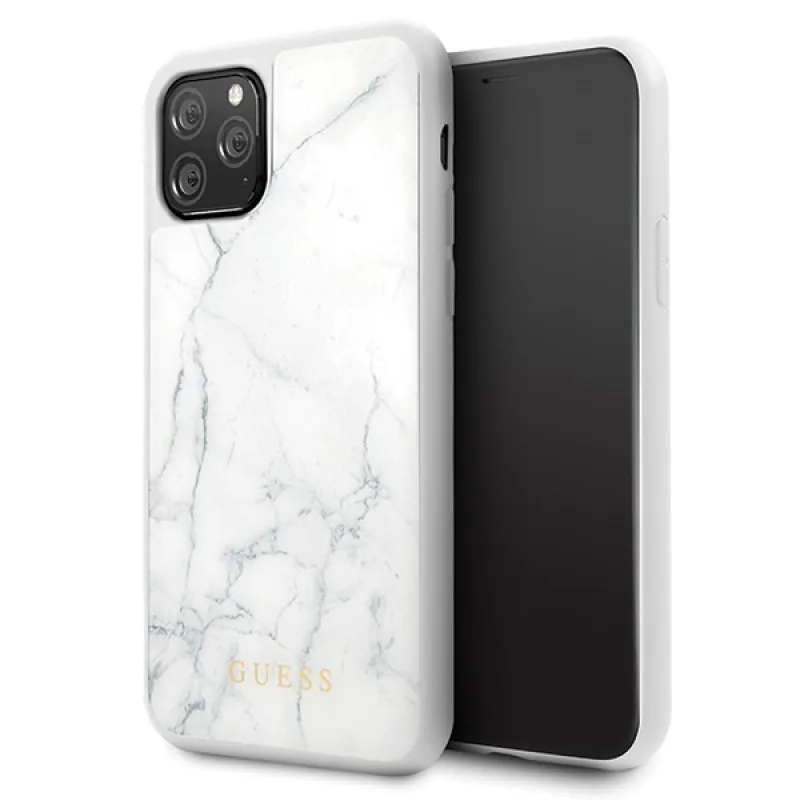 Guess Marble Case pre iPhone 11 Pro – biely