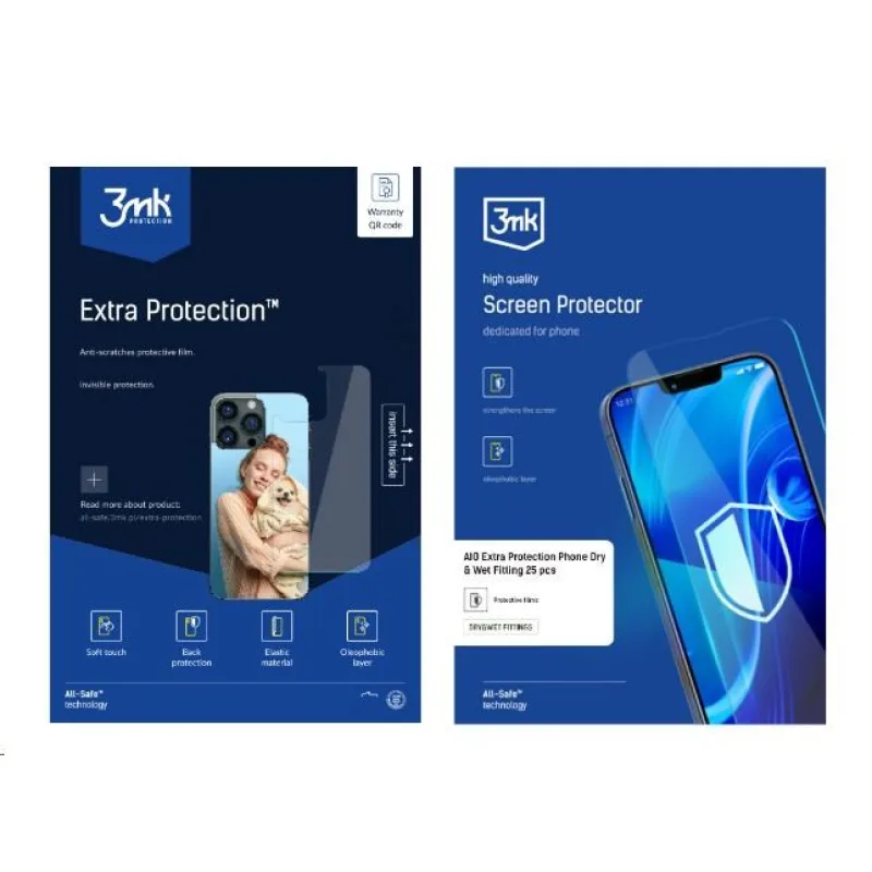 3mk All-Safe - AIO fólie Extra Protection Phone Dry & Wet Fitting, 25 ks…