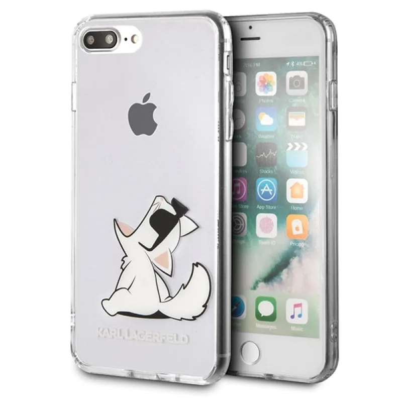 Puzdro Karl Lagerfeld Choupette Fun na iPhone 7 / 8 Plus – priehľadné