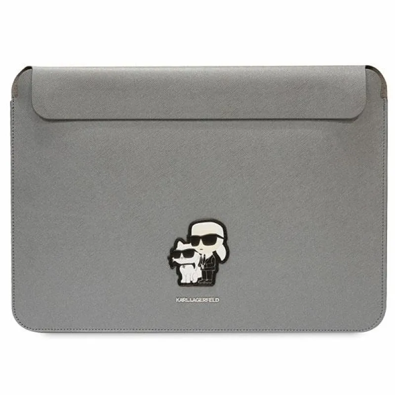 Karl Lagerfeld Puzdro Saffiano Karl&Choupette na 14" notebook - strieborné