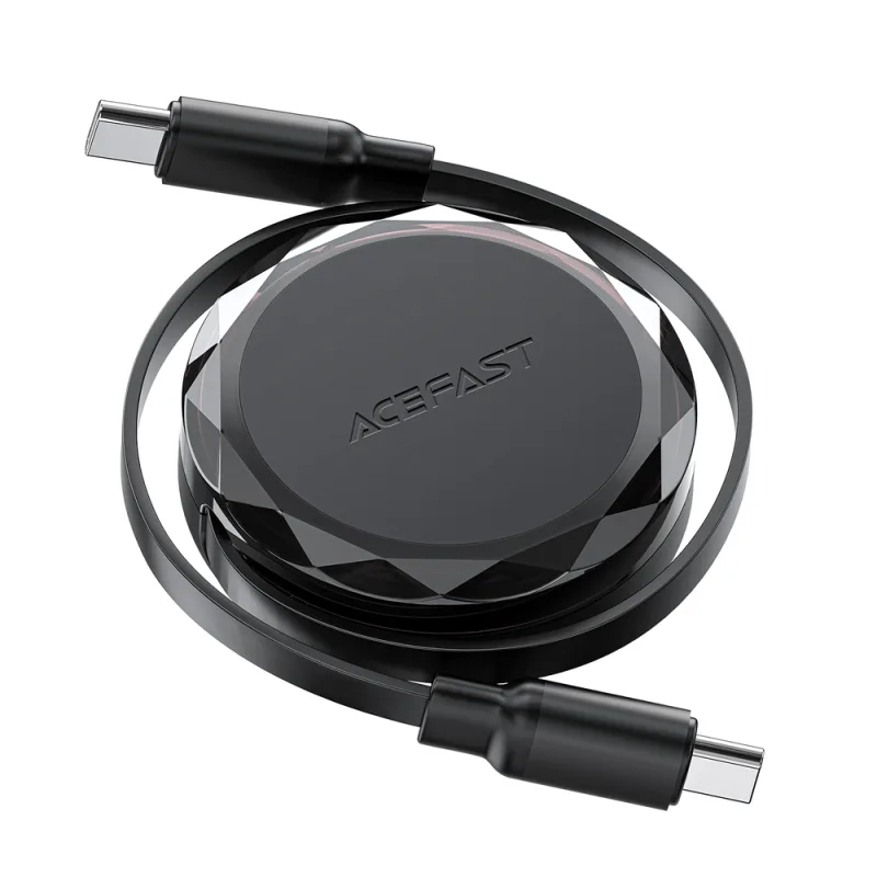 Acefast C13-03 USB-C - USB-C 60W kábel zaťahovací - čierny