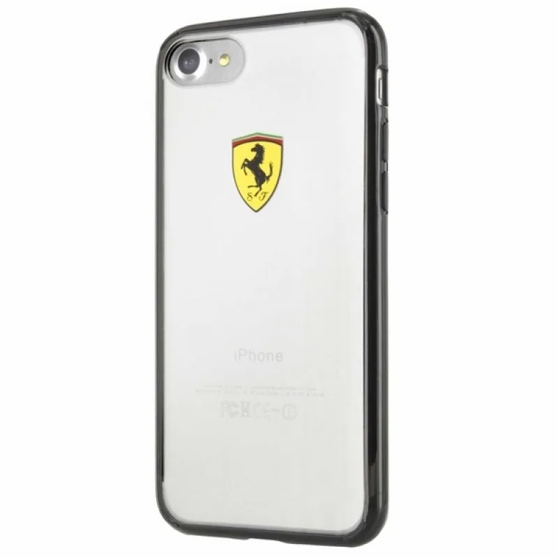 Pevný kryt Ferrari FEHCP7BK iPhone 7/8/SE 2020 / SE 2022 čierny/priehľadný Racing Shield