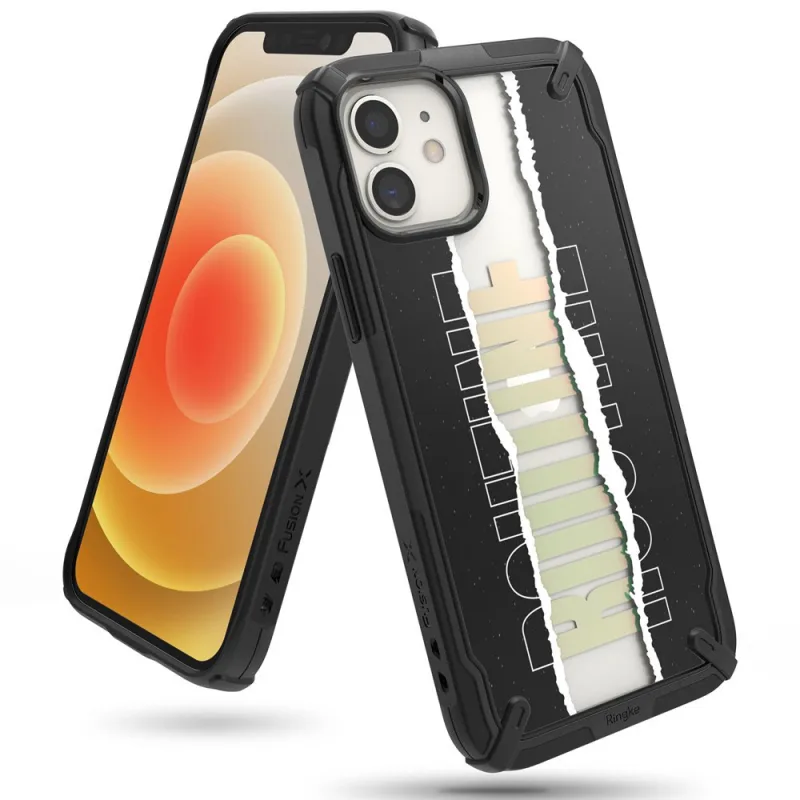 Ringke Fusion X Design odolný kryt PC s TPU nárazníkom pre iPhone 12 mini čierny (rutina) (XDAP0020)