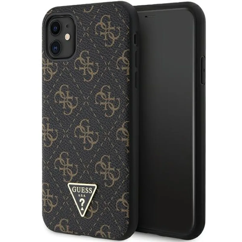 Guess 4G Triangle Metal Logo puzdro pre iPhone 11 / XR - čierne