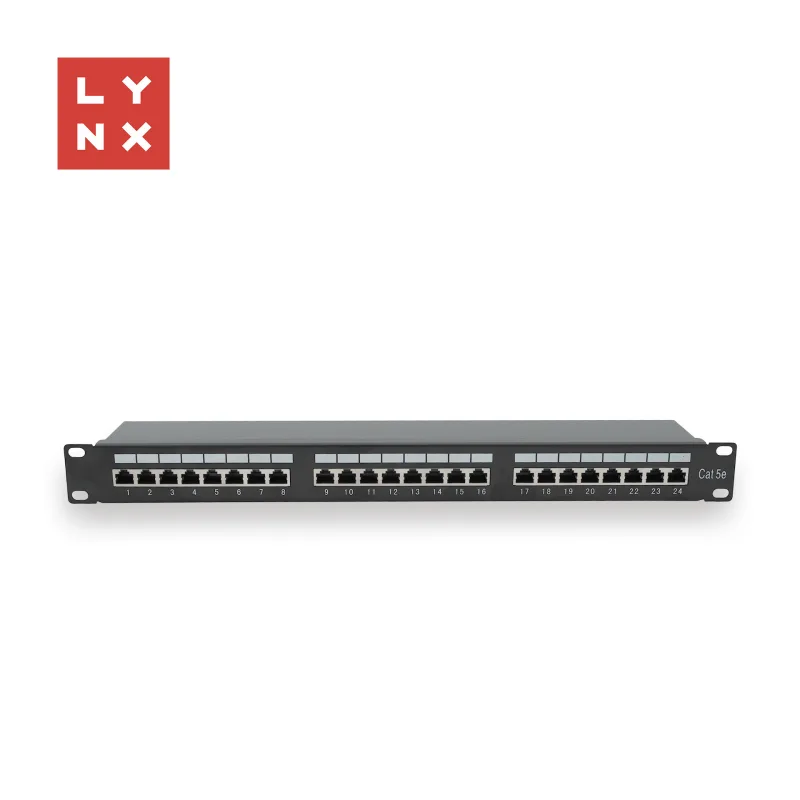 LYNX 19" patch panel 24-port, FTP Cat5e, 50µ, stíněný, černý LX-24…