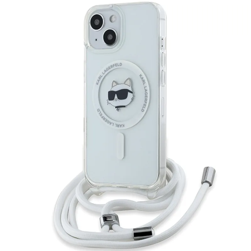Puzdro Karl Lagerfeld IML Choupette Head & Cord MagSafe pre iPhone 13 / 14 / 15 - priehľadné