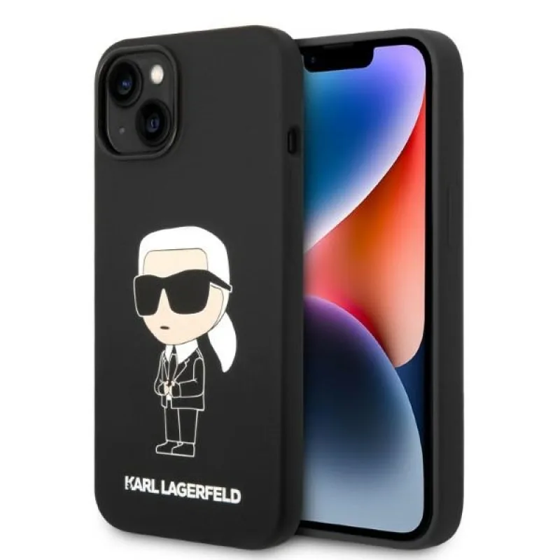 Karl Lagerfeld silikónový obal Ikonik pre iPhone 14 Plus - čierny