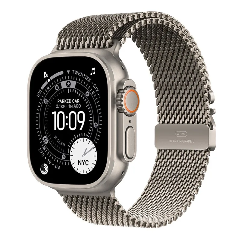 Apple Watch Ultra 3 GPS + Cellular 49mm Prírodný titán s prírodným titánovým milánským ťahom - L