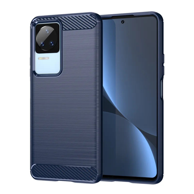 Carbon Case pre Xiaomi Poco F4 5G flexibilný silikónový karbónový kryt modrý