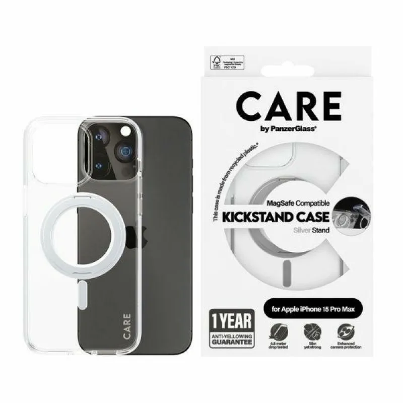 CARE by PanzerGlass Kickstand Case MagSafe for iPhone 15 Pro Max - silver