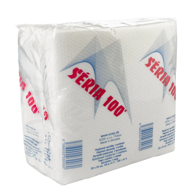 Servítky Seria 100/33x33 1-vrstvové biele