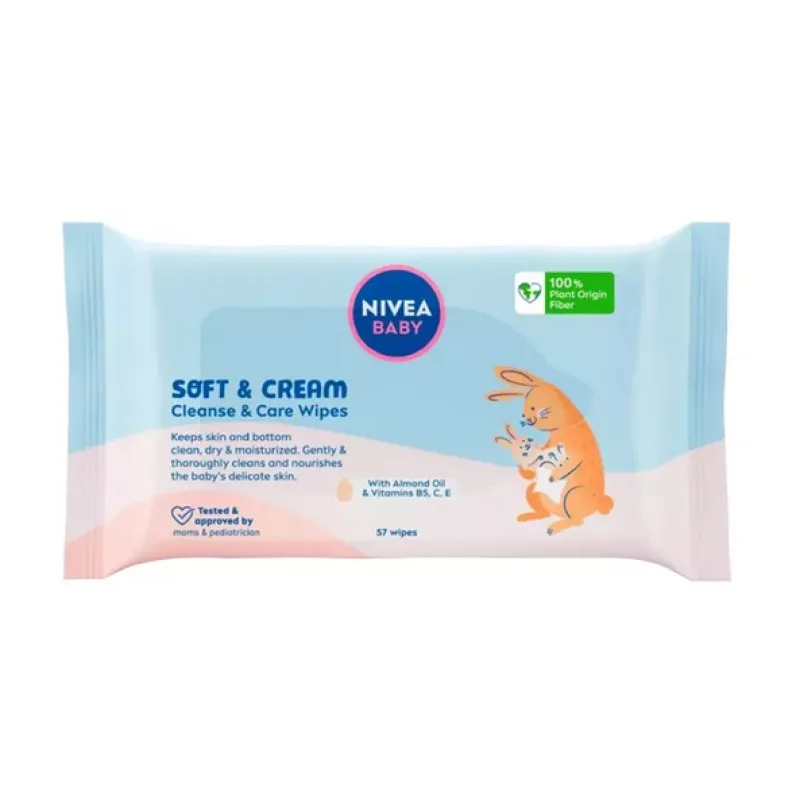 Nivea Baby čistiace a ošetrujúce obrúsky Soft & Cream 57 ks