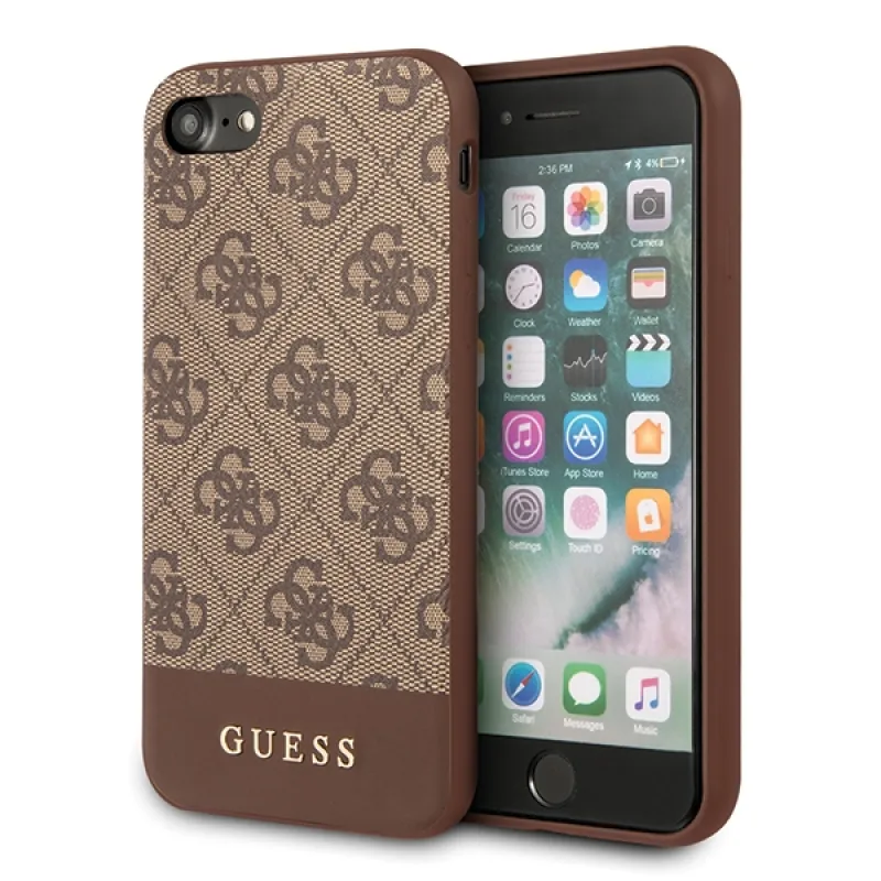 Puzdro Guess 4G Stripe Collection pre iPhone 7 / 8 / SE 2020 / SE 2022 - hnedé