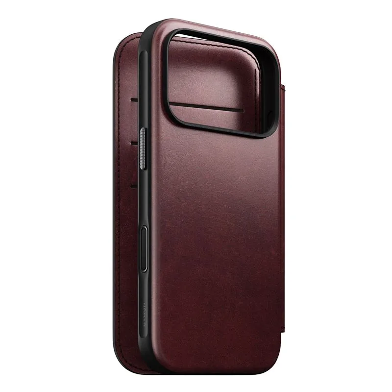 Nomad puzdro Modern Leather Folio Magsafe Horween pre iPhone 17 Pro - Burgundy Chromexcel