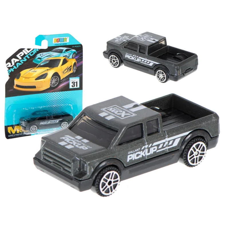 Kovový model auta Pick up 7 cm sivý
