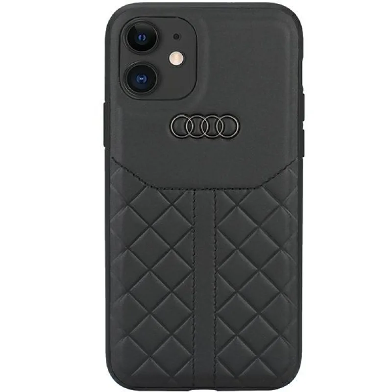 Audi Originálne kožené puzdro na iPhone 12/12 Pro 6,1" čierno/čierne pevné puzdro AU-TPUPCIP12P-Q8/D1-BK