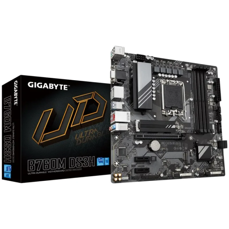 GIGABYTE MB Sc LGA1700 B760M DS3H, Intel B760, 4xDDR5, 2xDP, 1xHDMI, …