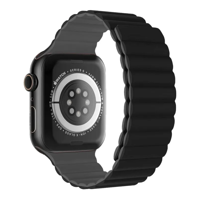 Devia remienok Nature Silicone Magnetic Watch Band 44/45/46mm - Black