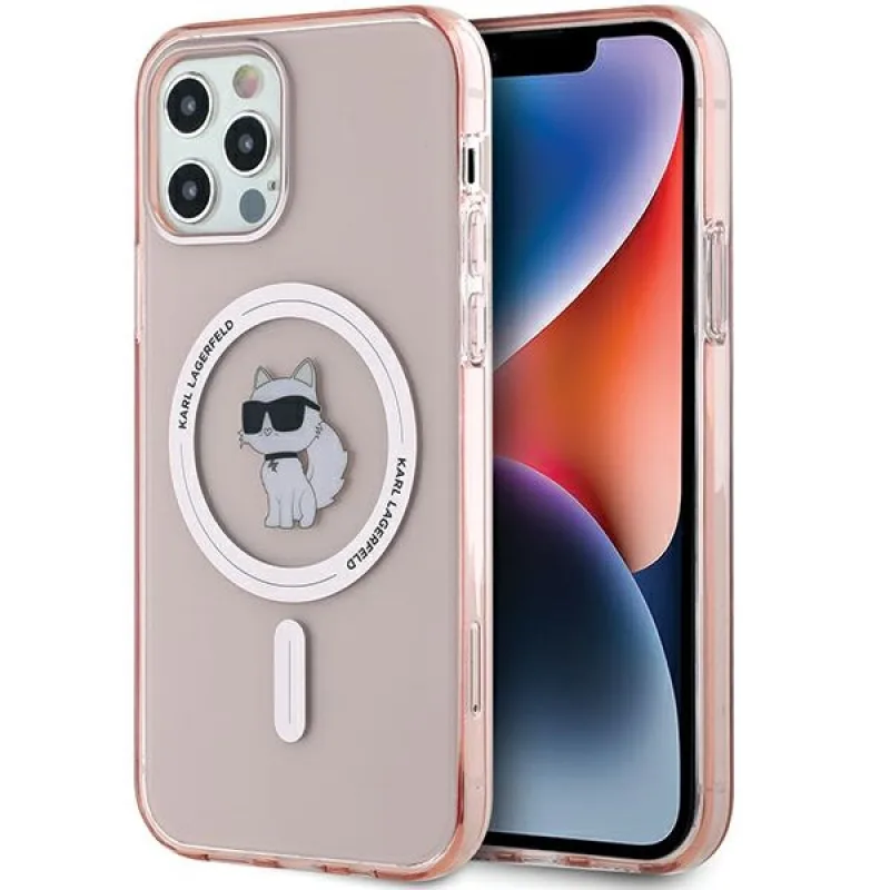 Puzdro Karl Lagerfeld IML Choupette MagSafe pre iPhone 12/12 Pro - ružové