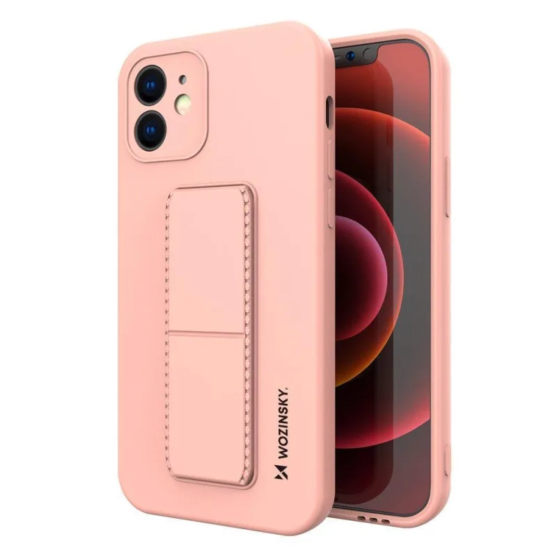 Puzdro Wozinsky Kickstand Case iPhone XS Max silikónové puzdro so stojanom ružové