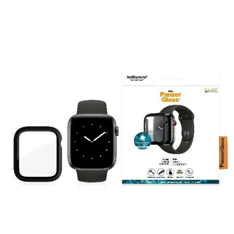 Celotelové puzdro PanzerGlass pre Apple Watch 4/5/6/SE 44 mm – čierne