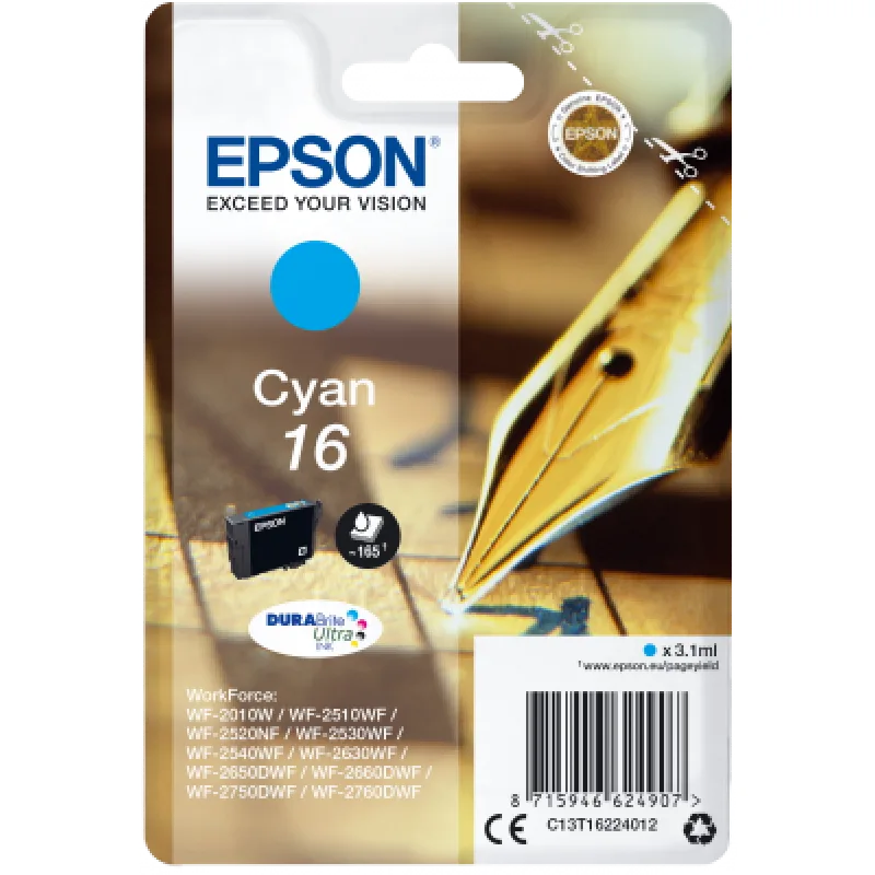 Epson Singlepack Cyan 16 DURABrite Ultra Ink C13T16224012