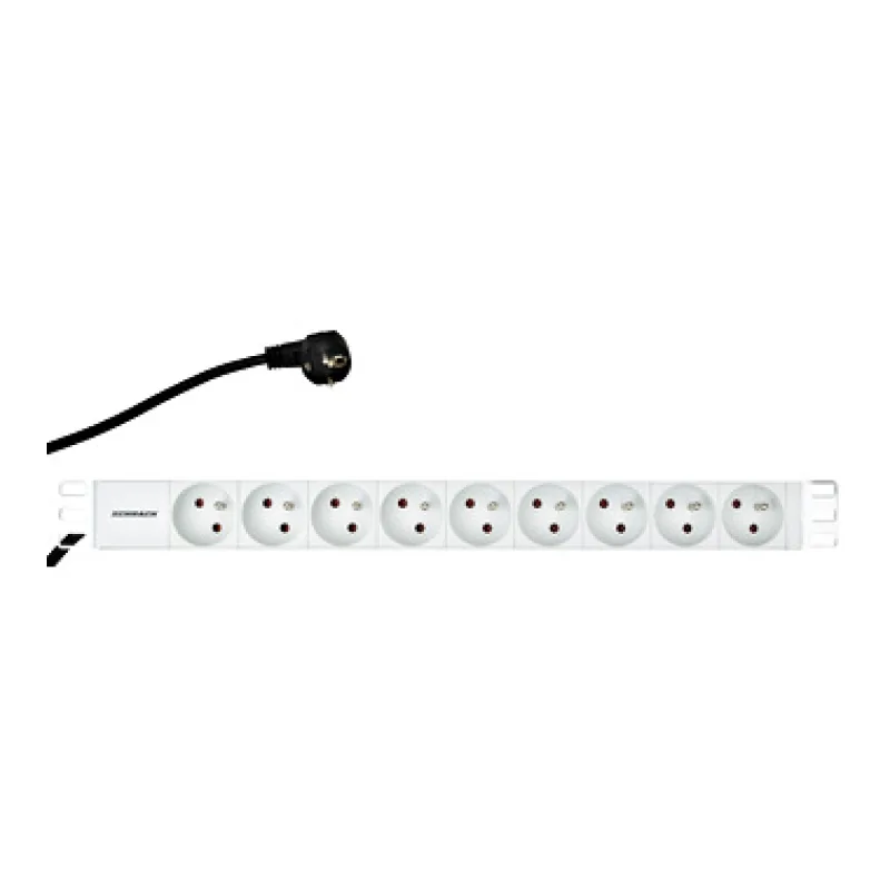 Napájací panel PDU 19", 9x ČSN, 1U, kábel 2 m IU070110