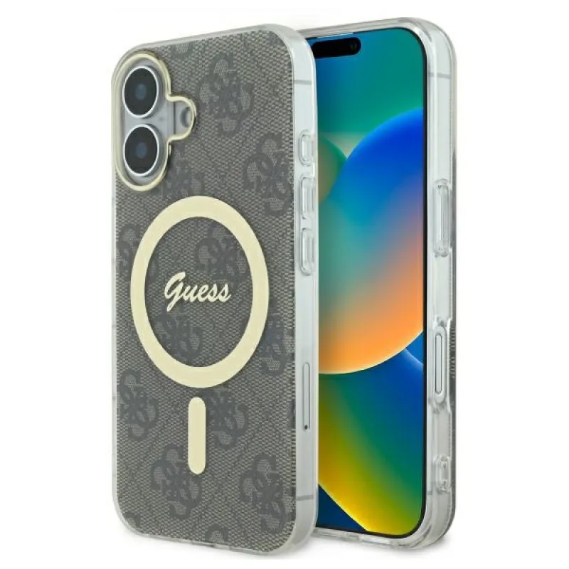 Puzdro Guess IML 4G MagSafe pre iPhone 16 Plus – hnedé