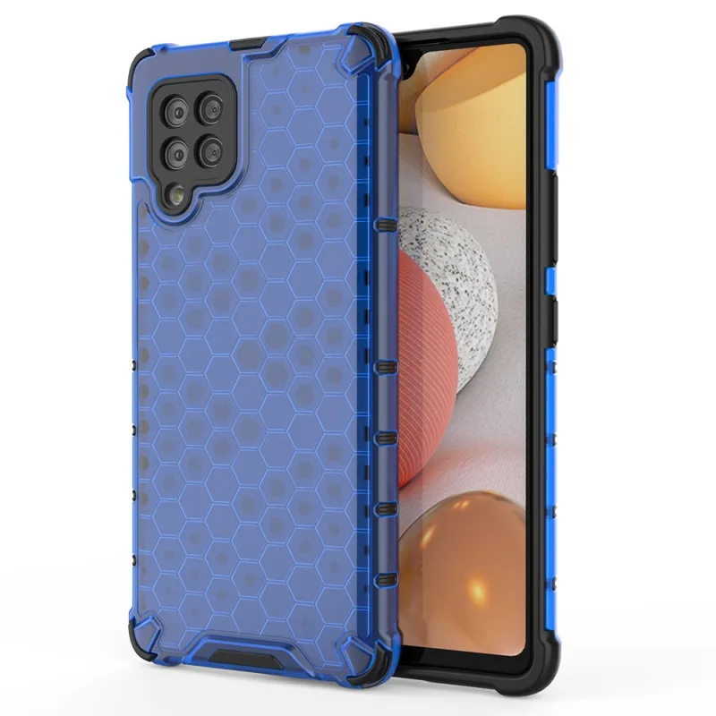 Pancierový kryt Honeycomb Case s TPU Bumper pre Samsung Galaxy A42 5G modrý