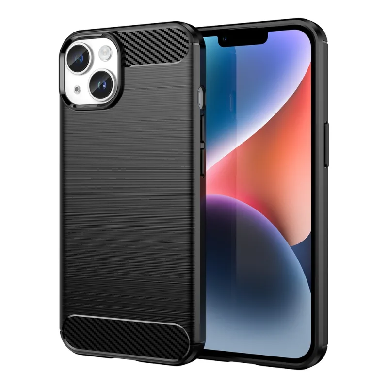 Carbon Case pre iPhone 14 Plus flexibilný gélový zadný kryt čierny