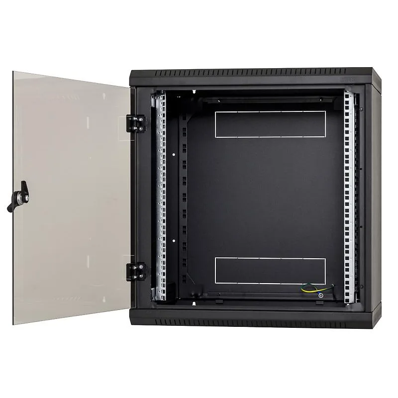 Nástenný rack jednodielny 12U (š)600x(h)595 perforované dvere čierny RBA…