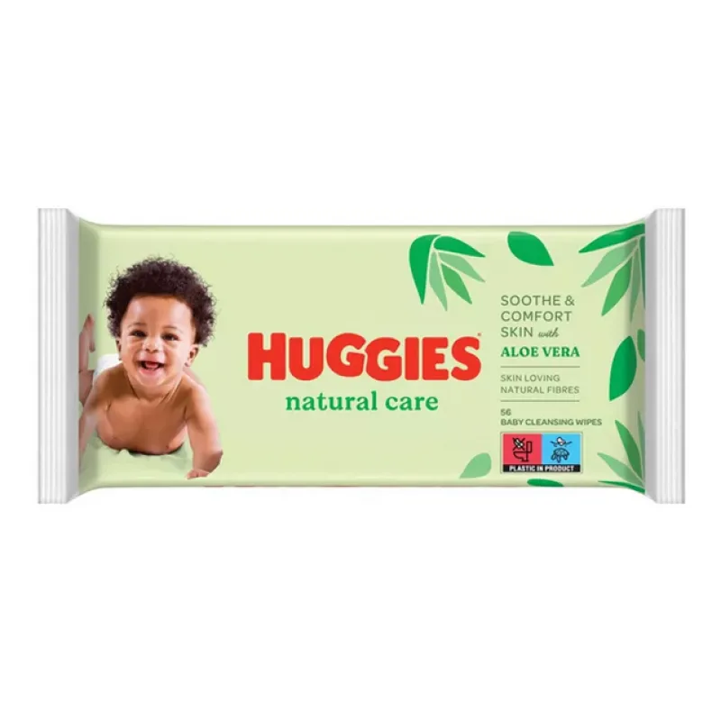 Huggies Natural Care Aloe vera detské vlhčené obrúsky 56 ks