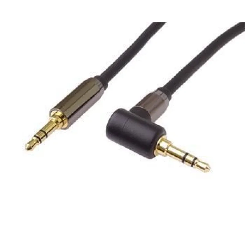 PremiumCord HQ stíněný kabel stereo Jack 3.5mm - Jack 3.5mm zahnutý 90°,…