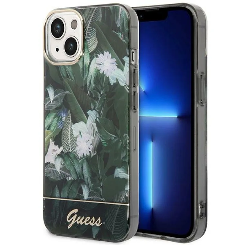 Guess GUHCP14MHGJGHA iPhone 14 Plus 6,7" zeleno-zelené pevné puzdro Jungle Collection