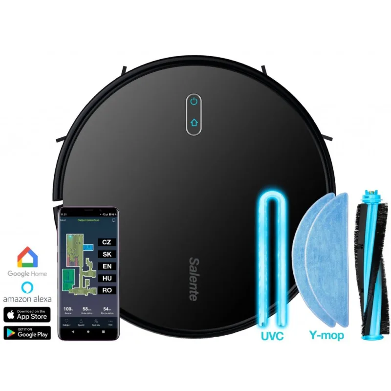 Salente G4, robotický vysávač, stieranie vodou, UVC sterilizácia, čierny…